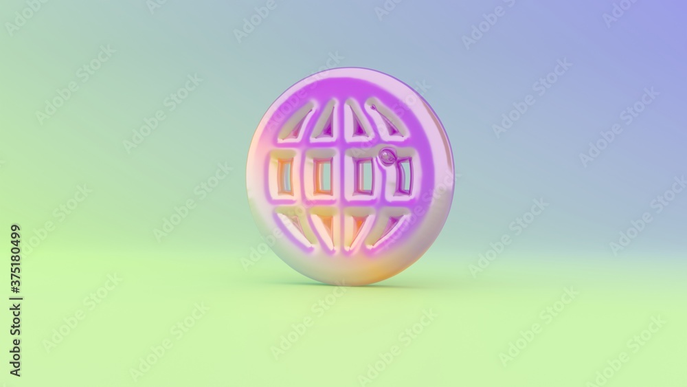 Poster 3d rendering colorful vibrant symbol of internet on colored background