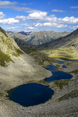 Fototapeta premium Ibones de Cap d´Anglos desde el collado de Rio Bueno .Cordillera Pirenaica.Aragon. España.