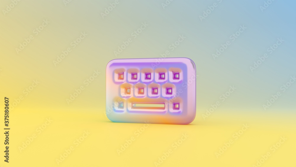 Aufkleber 3d rendering colorful vibrant symbol of keyboard on colored background