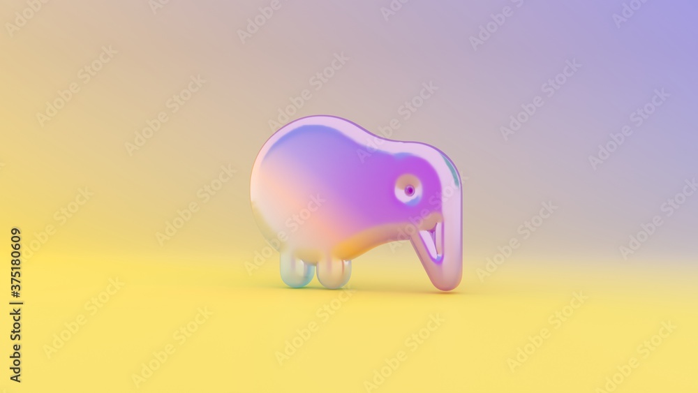 Poster 3d rendering colorful vibrant symbol of kiwi bird on colored background