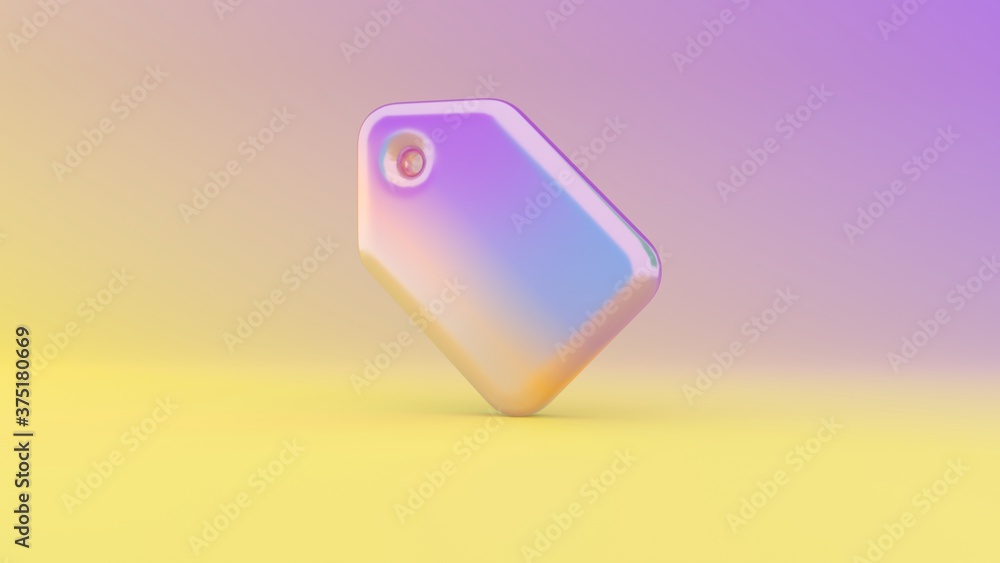 Poster 3d rendering colorful vibrant symbol of label on colored background