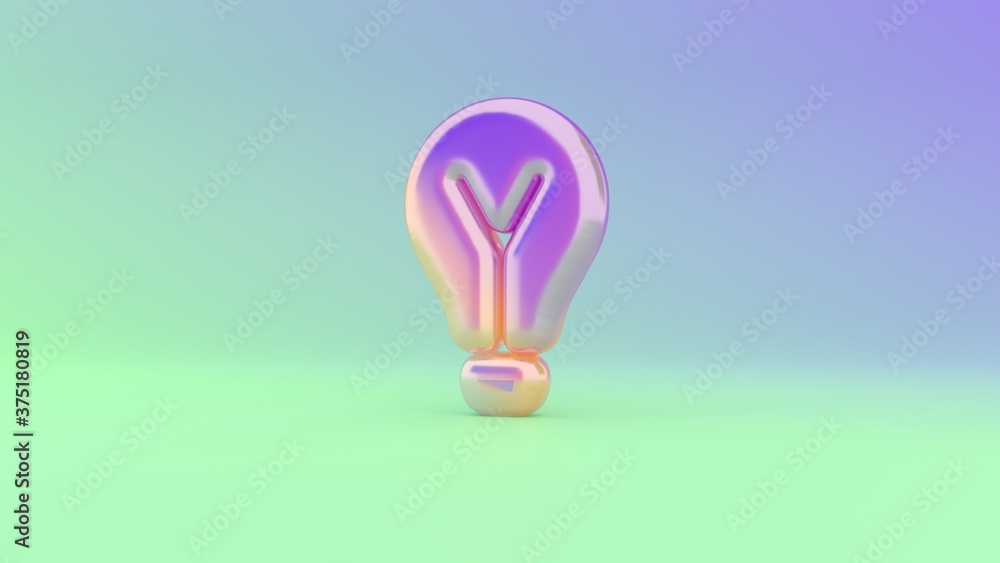 Poster 3d rendering colorful vibrant symbol of light bulb on colored background
