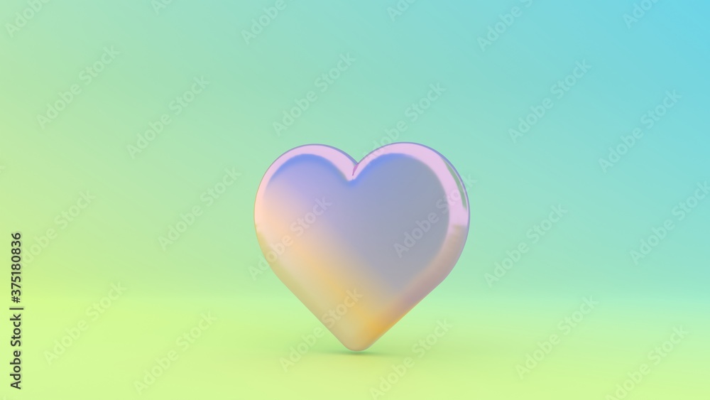 Poster 3d rendering colorful vibrant symbol of like on colored background