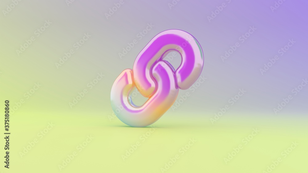 Poster 3d rendering colorful vibrant symbol of link on colored background