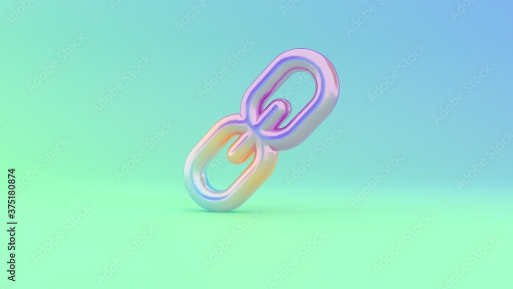Poster 3d rendering colorful vibrant symbol of link on colored background