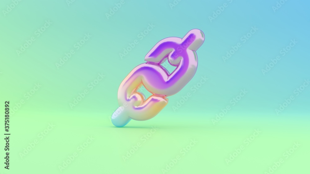 Poster 3d rendering colorful vibrant symbol of link on colored background