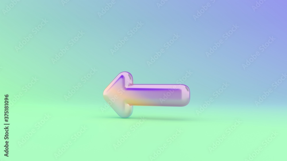 Poster 3d rendering colorful vibrant symbol of long arrow left on colored background