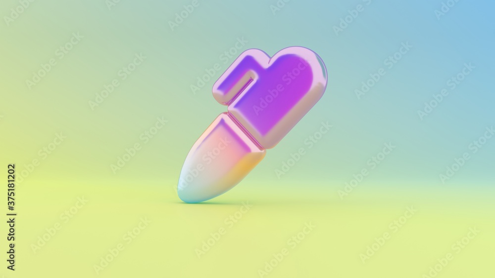Poster 3d rendering colorful vibrant symbol of marker on colored background