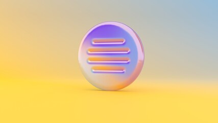 3d rendering colorful vibrant symbol of menu on colored background