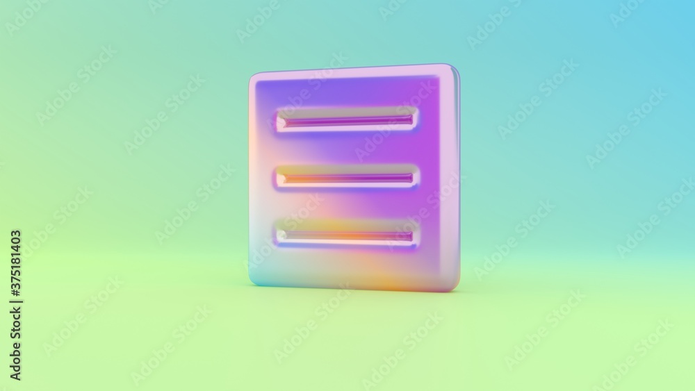 Poster 3d rendering colorful vibrant symbol of menu on colored background