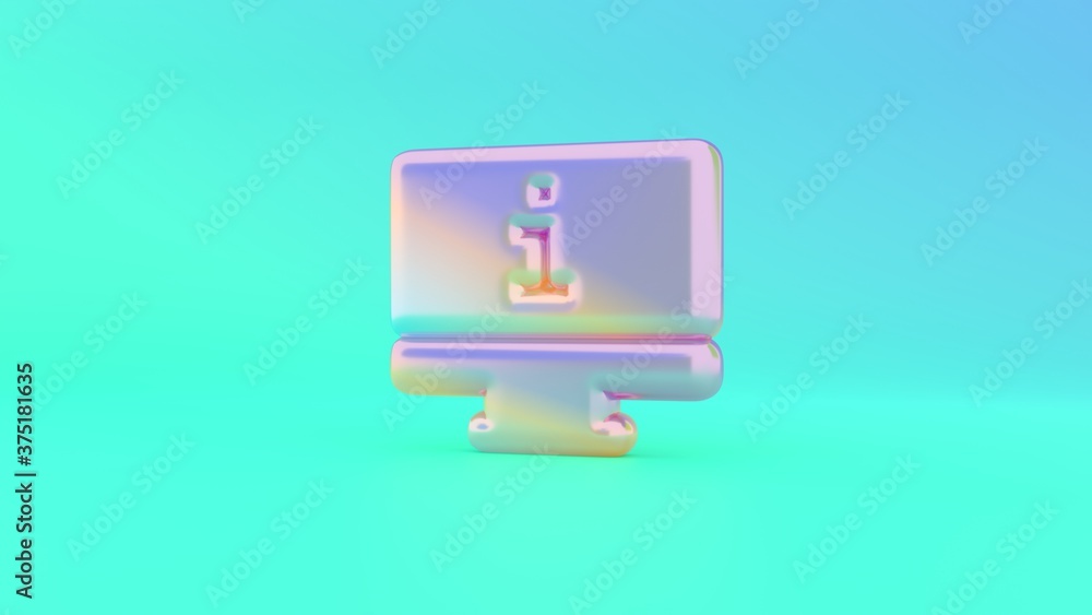 Poster 3d rendering colorful vibrant symbol of monitor on colored background