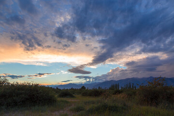 Dramatic clouds, cloudy weather. Heavy clouds before the rain. Natural landscape