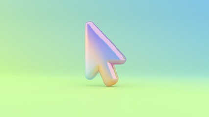3d rendering colorful vibrant symbol of mouse pointer on colored background