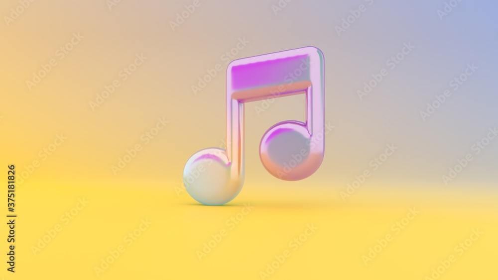 Poster 3d rendering colorful vibrant symbol of music player on colored background