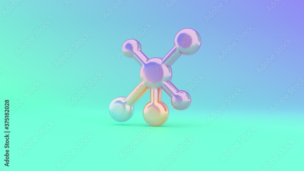 Poster 3d rendering colorful vibrant symbol of network on colored background