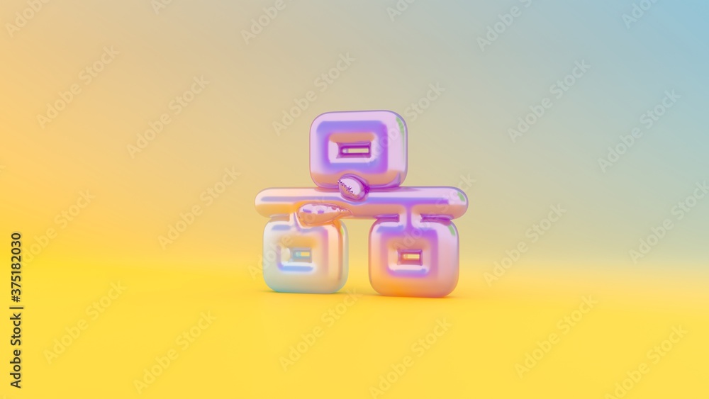 Poster 3d rendering colorful vibrant symbol of network wired on colored background
