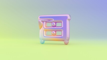 3d rendering colorful vibrant symbol of nightstand on colored background