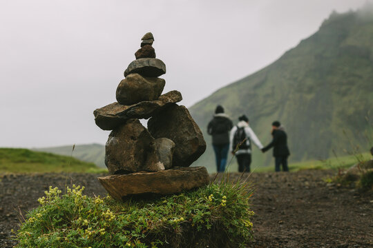 Zen Balanced Stones Stack in Icelandic Mountains