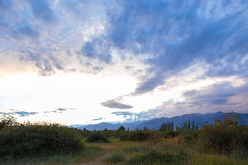 Dramatic clouds, cloudy weather. Heavy clouds before the rain. Natural landscape