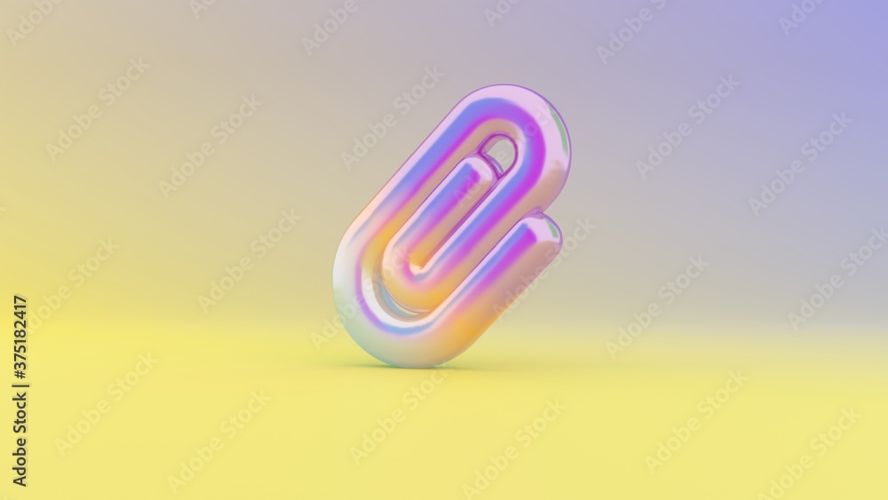 Poster 3d rendering colorful vibrant symbol of paperclip on colored background