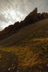 Iceland mountain landscape with dramatic sky