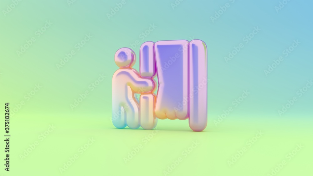 Poster 3d rendering colorful vibrant symbol of person booth on colored background