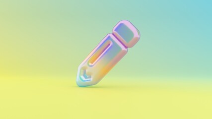 3d rendering colorful vibrant symbol of pencil alt on colored background