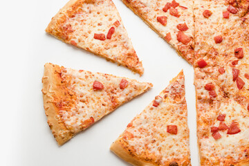 slice of pizza, pizza margarita, pizza on white background, big pizza, food delivery