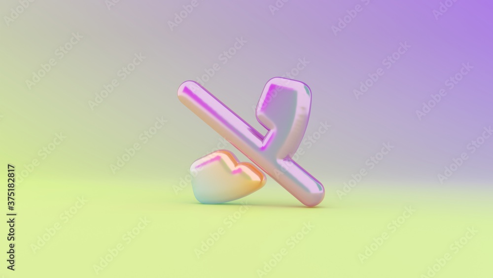 Poster 3d rendering colorful vibrant symbol of phone slash on colored background