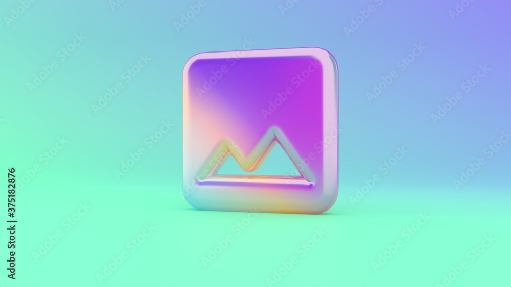 Poster 3d rendering colorful vibrant symbol of photo on colored background