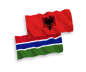 Flags of Albania and Republic of Gambia on a white background