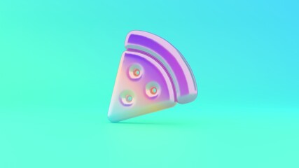 3d rendering colorful vibrant symbol of pizza slice on colored background