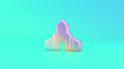 3d rendering colorful vibrant symbol of place of worship on colored background