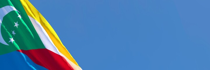 3D rendering of the national flag of Comoros waving in the wind