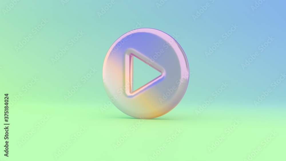 Poster 3d rendering colorful vibrant symbol of play circle on colored background