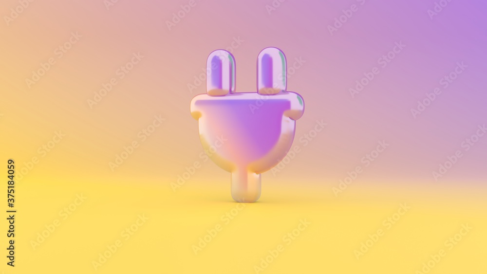 Poster 3d rendering colorful vibrant symbol of plug on colored background
