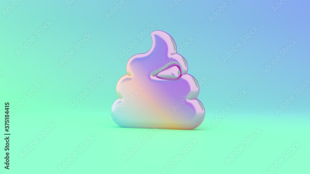 Poster 3d rendering colorful vibrant symbol of poop on colored background