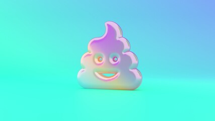 3d rendering colorful vibrant symbol of poo on colored background