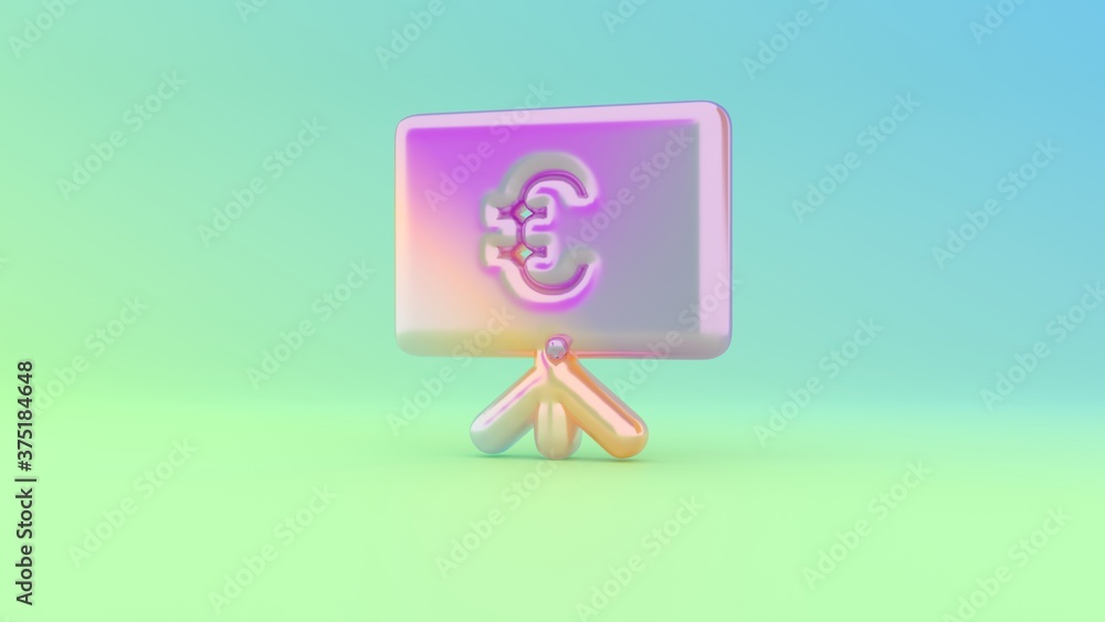 Poster 3d rendering colorful vibrant symbol of presentation on colored background