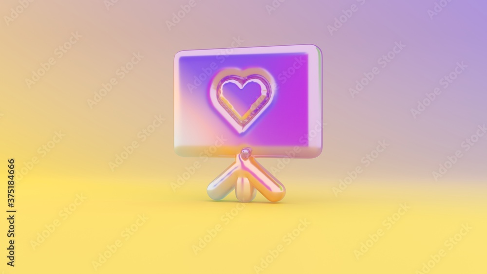 Poster 3d rendering colorful vibrant symbol of presentation on colored background