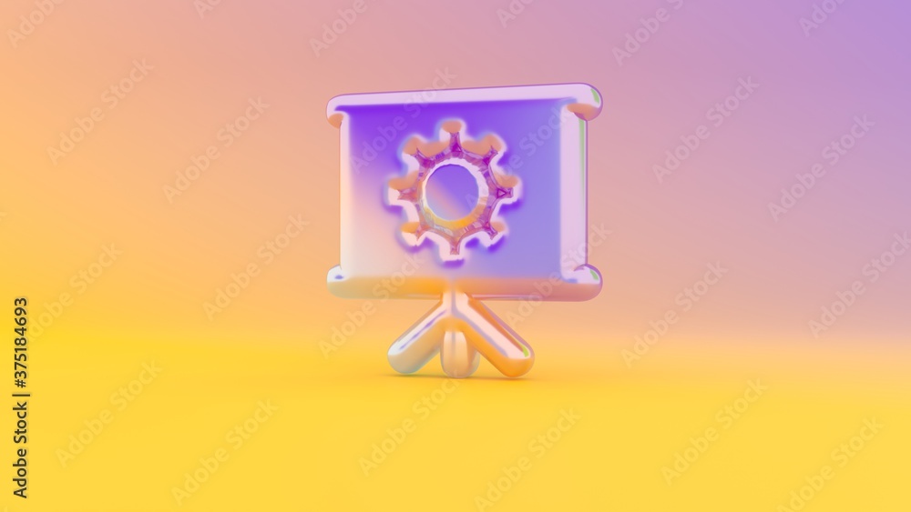 Poster 3d rendering colorful vibrant symbol of presentation on colored background