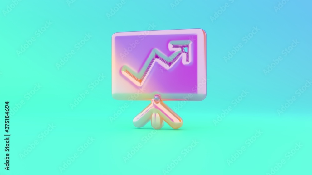 Aufkleber 3d rendering colorful vibrant symbol of presentation on colored background