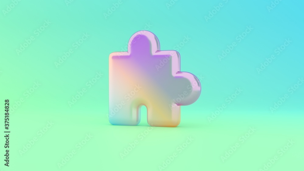 Fototapete 3d rendering colorful vibrant symbol of puzzle on colored background