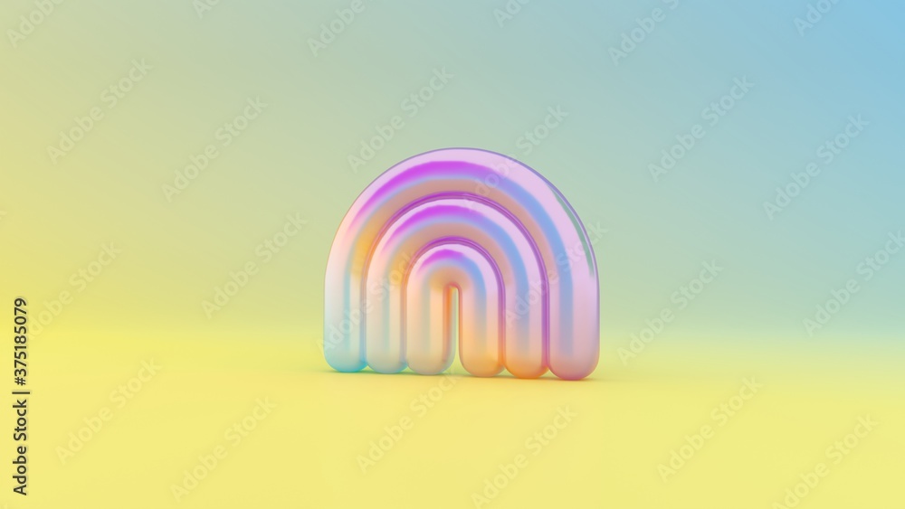 Poster 3d rendering colorful vibrant symbol of rainbow on colored background