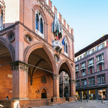 BOLOGNA, ITALY - NOVEMBER 2, 2012: building of Palazzo della Mercanzia in Bologna coity. Since 1797 , with the French occupation, it became the seat of the Chamber of Commerce .