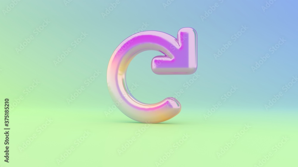 Poster 3d rendering colorful vibrant symbol of redo on colored background