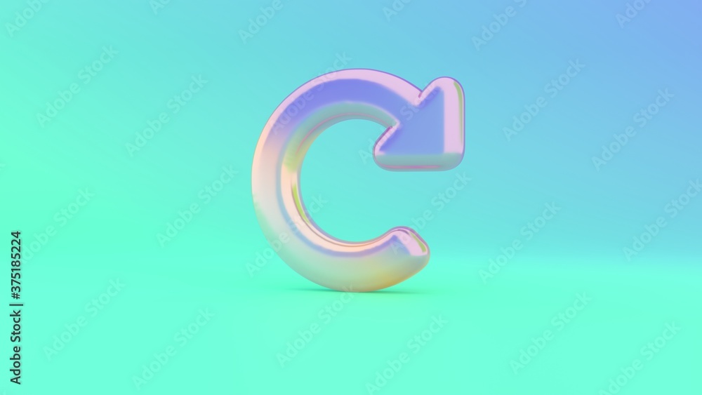 Poster 3d rendering colorful vibrant symbol of redo on colored background