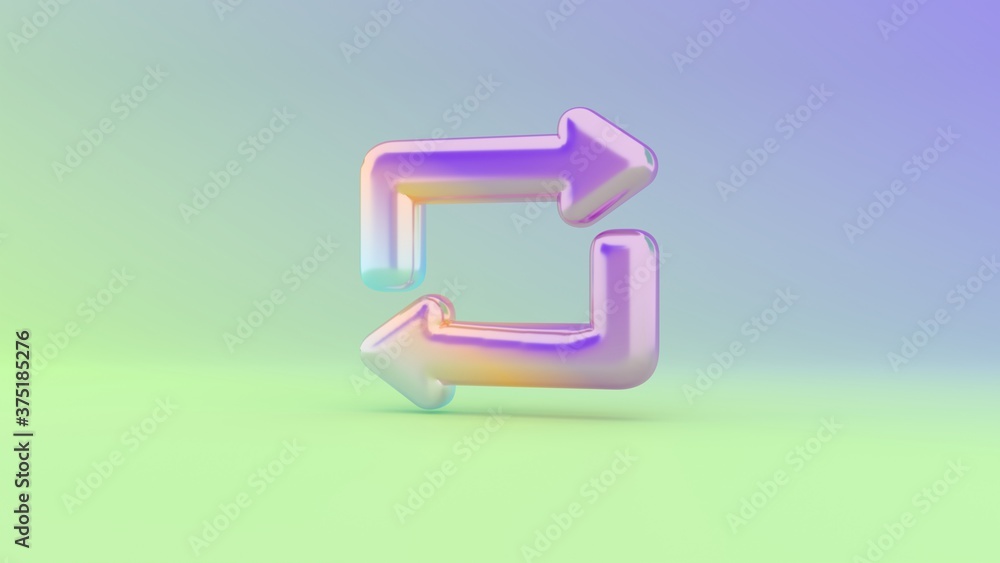 Poster 3d rendering colorful vibrant symbol of repeat on colored background