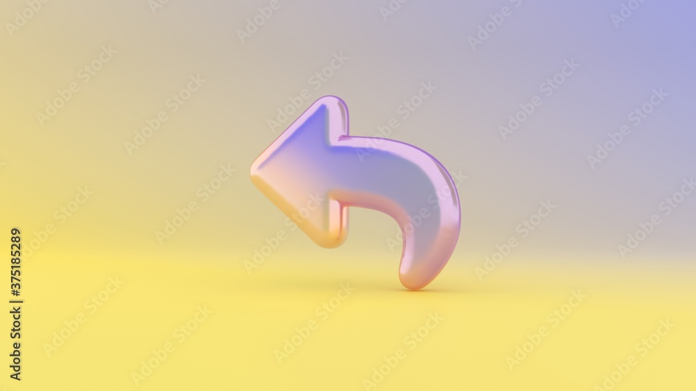 Aufkleber 3d rendering colorful vibrant symbol of reply on colored background