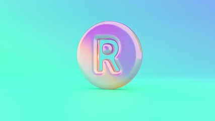 3d rendering colorful vibrant symbol of registered on colored background